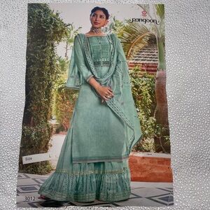 Rangoon Green Embroidered Ethnic Set